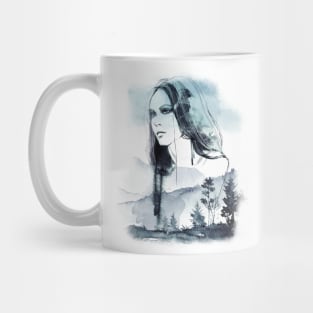 watercolor forest woman Mug